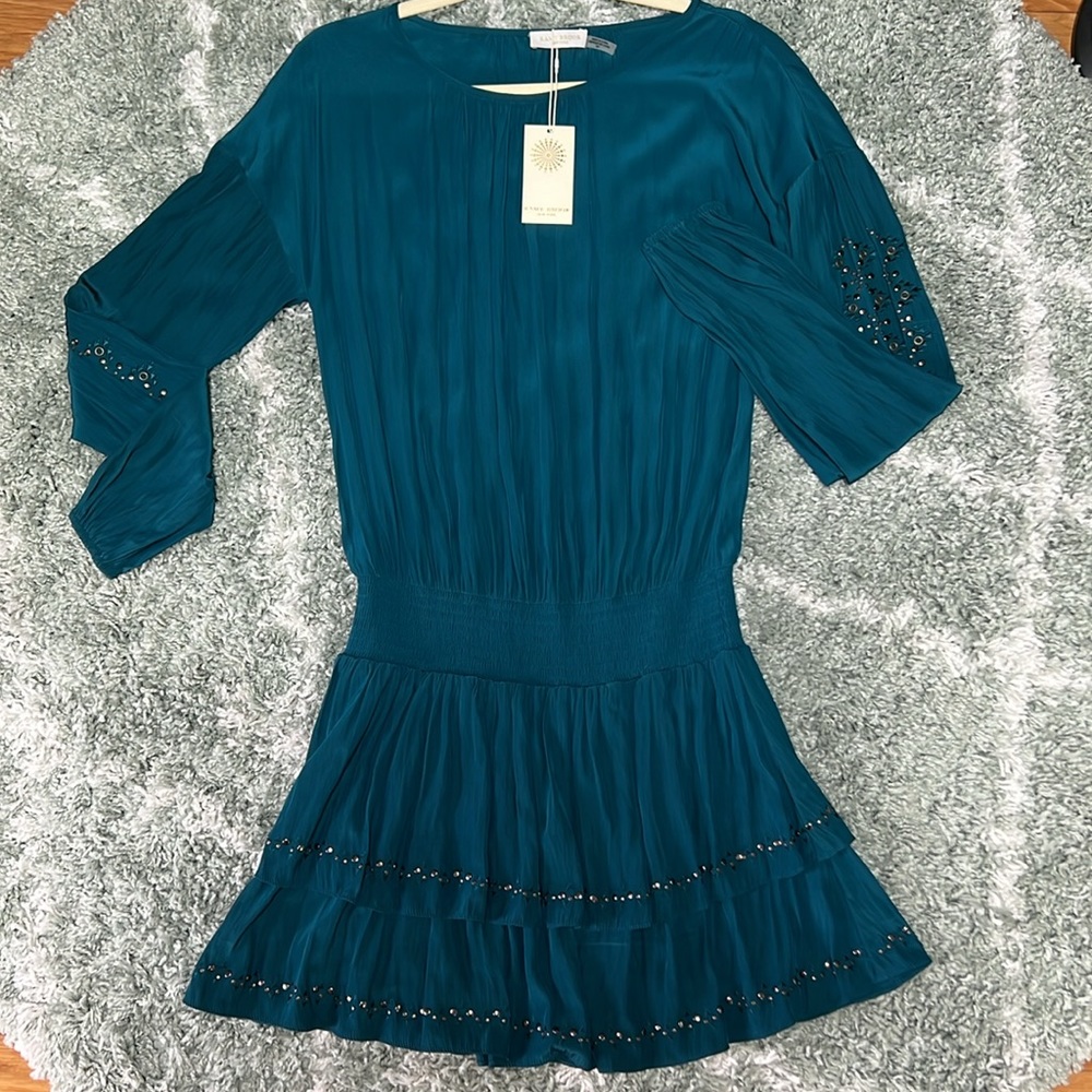 BNWT 🏷️ ✨👗Ramy Brook New York Sheryl DESIGNER Dress S gorgeous teal color 💙🩵 - Picture 1 of 9